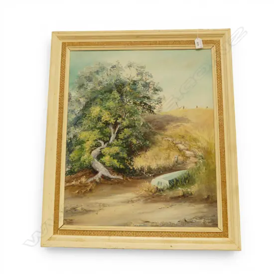 BETTY RUANE OIL PAINTING 'BEACH AT TE KAHA' signed & dated 1974. Labelled verso. 580 x 480mm