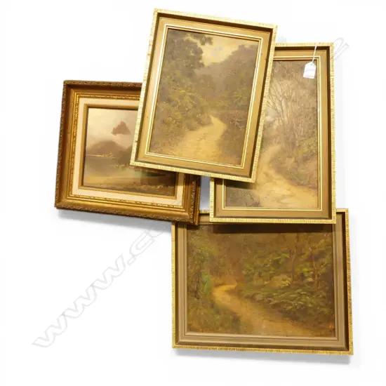 4 SIGNED OIL ON BOARD LANDSCAPES INCL. E. DRAKE 195x235mm