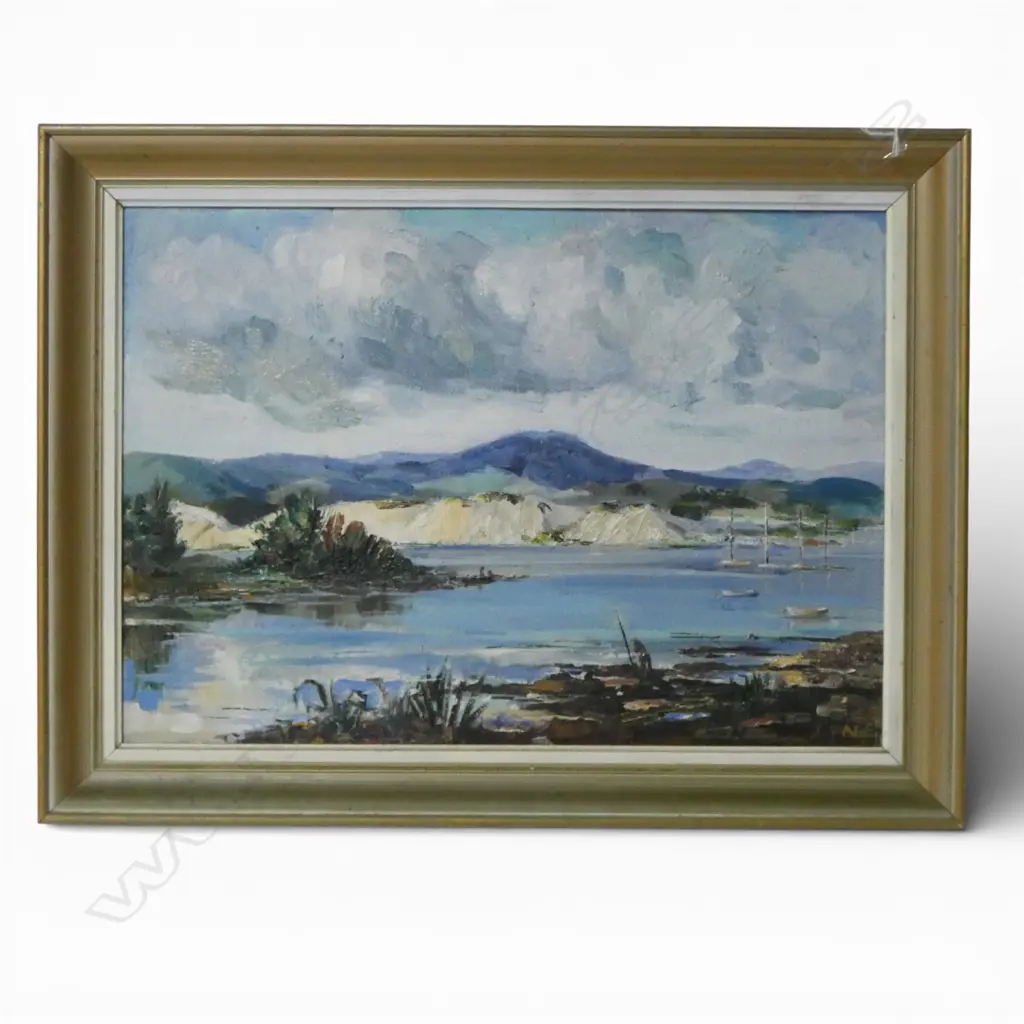 OIL ON BOARD CLOUDS OVER MANGAWHAI SIGNED PAGE H350 W490MM Image 1++