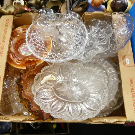 BOX OF ASST. VINTAGE GLASS/CRYSTAL 