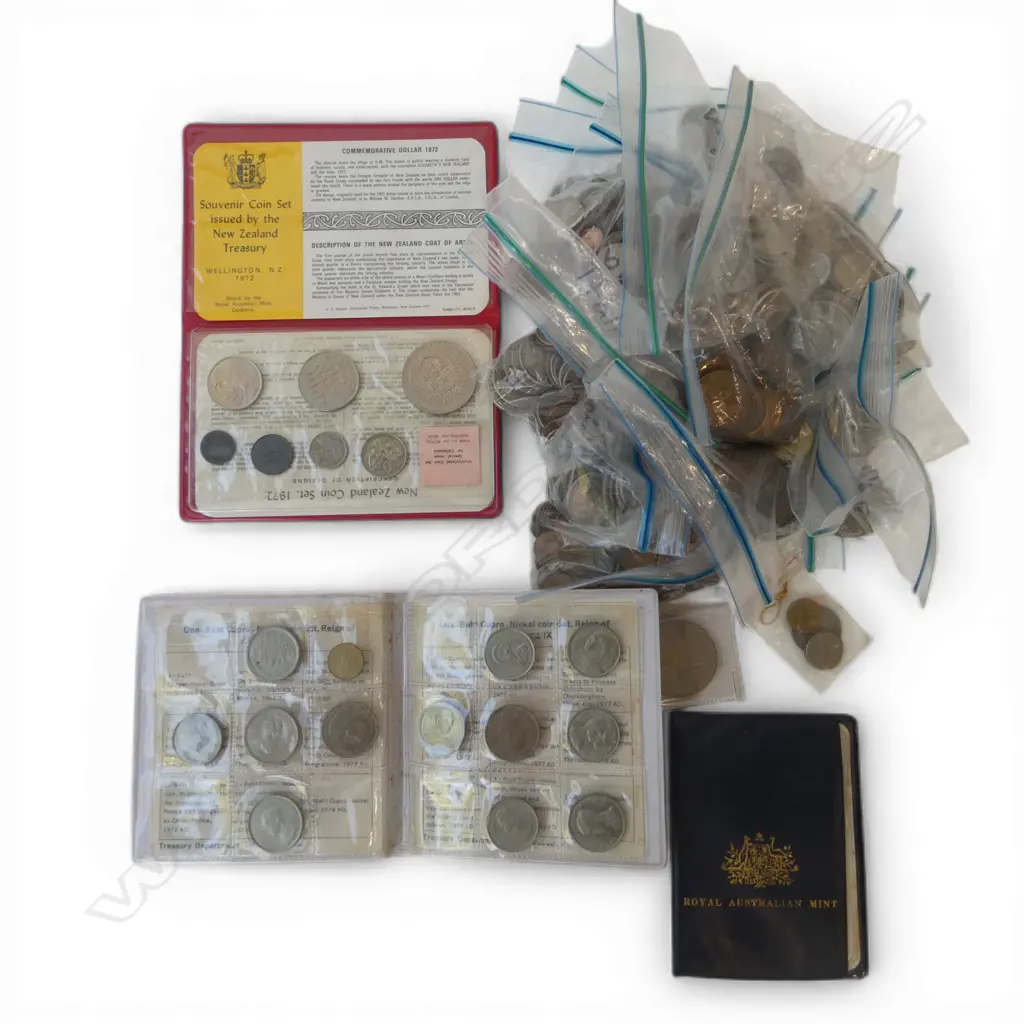 ASST. EARLY/MID 20thC NEW ZEALAND & WORLD COINS including some commemorative Image 1++