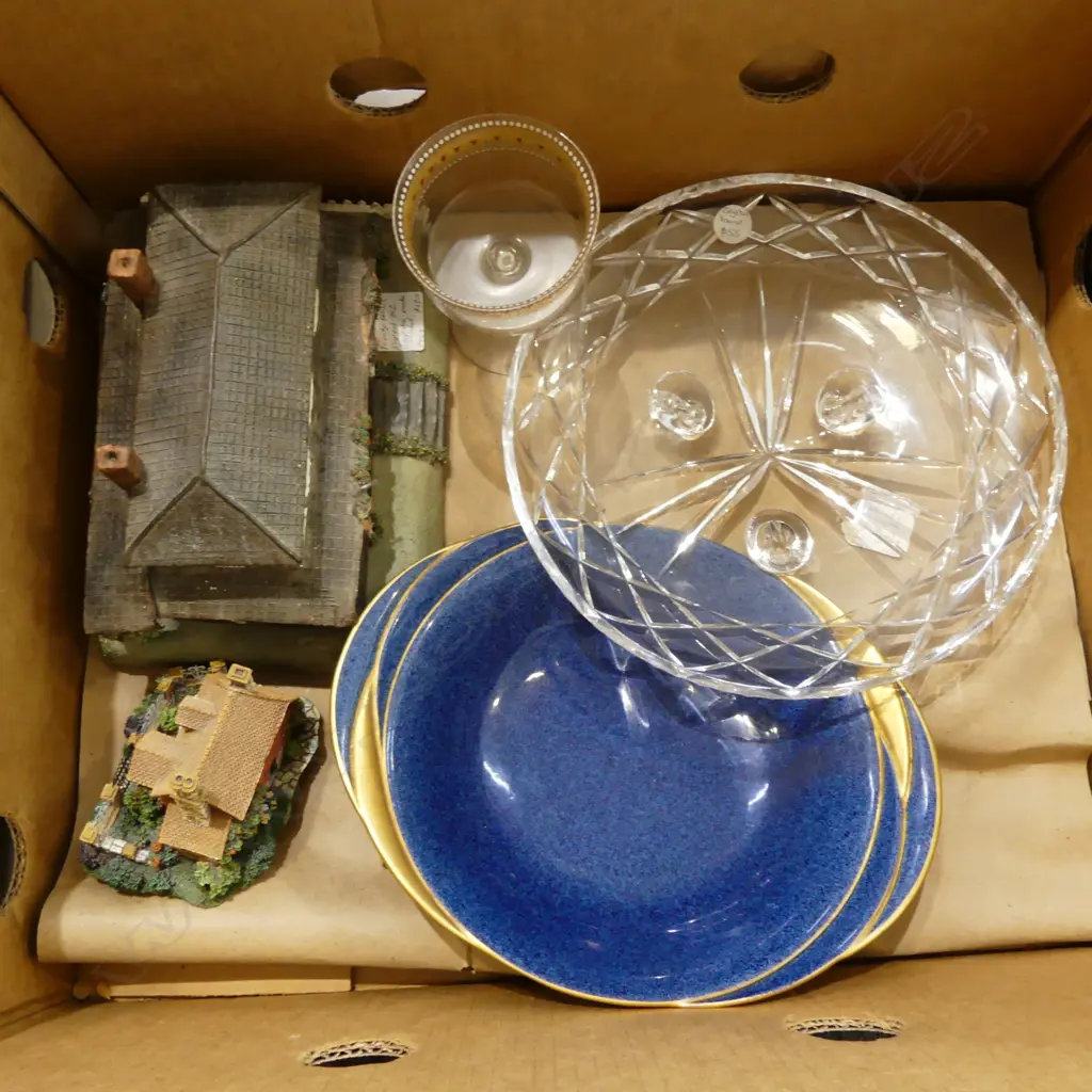 BOX LOT MODEL HOUSES CARLTON BOWL DIA260MM  CRYSTAL BOWL & GLASS Image 1++