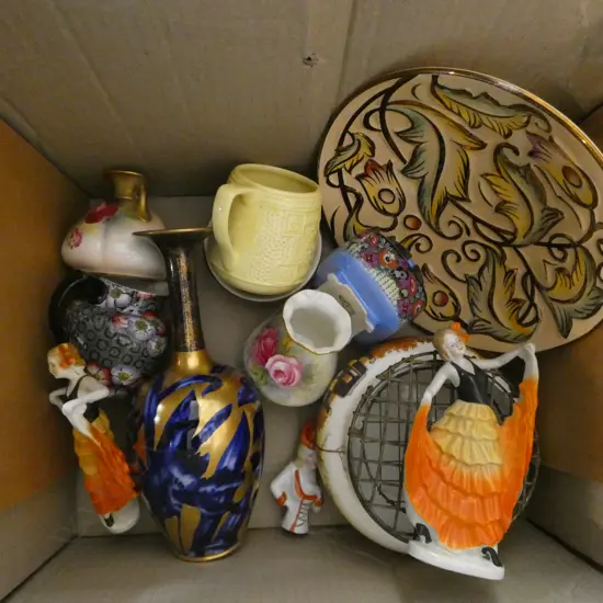 ASST. CHINA INCLUDING WADE, ROYAL DOULTON COACHING SCENES, PR DECO FIGURES all faults
