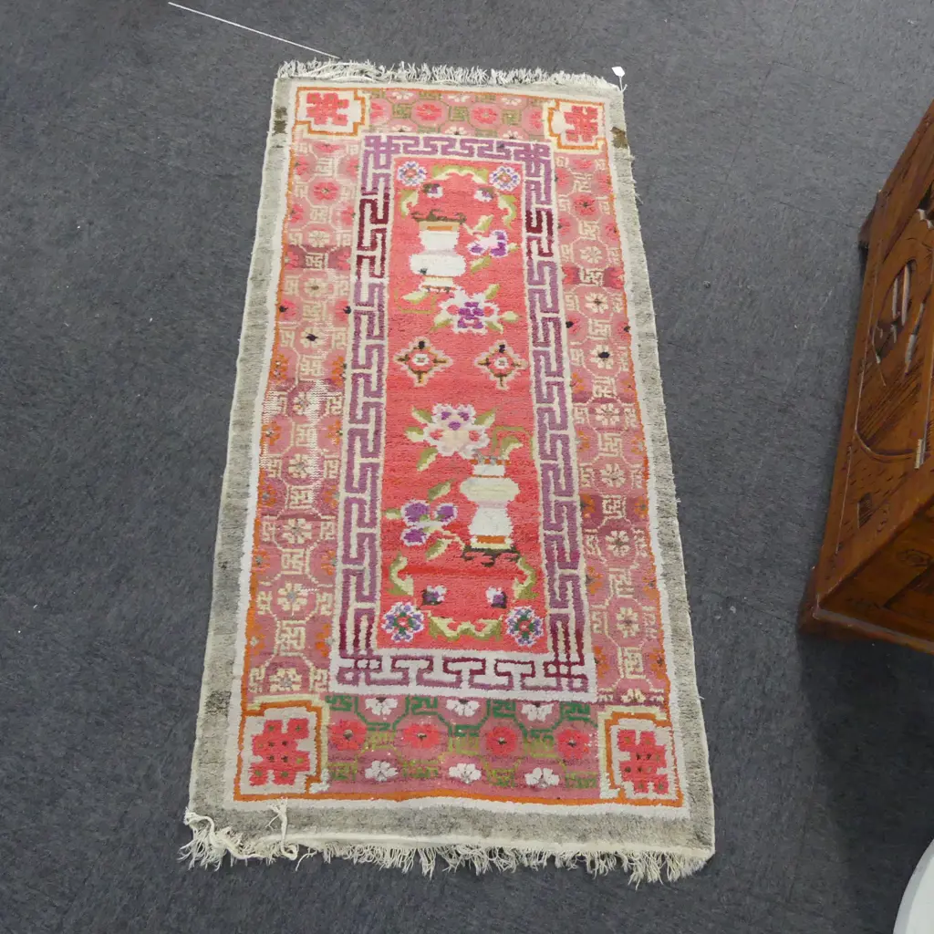 TUFTED RUG, CHINESE DESIGN, SOME WEAR 1750x880mm Image 1++