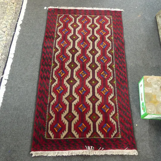 HAND KNOTTED WOOL PILE BALUCHI RUG 1000x1860mm