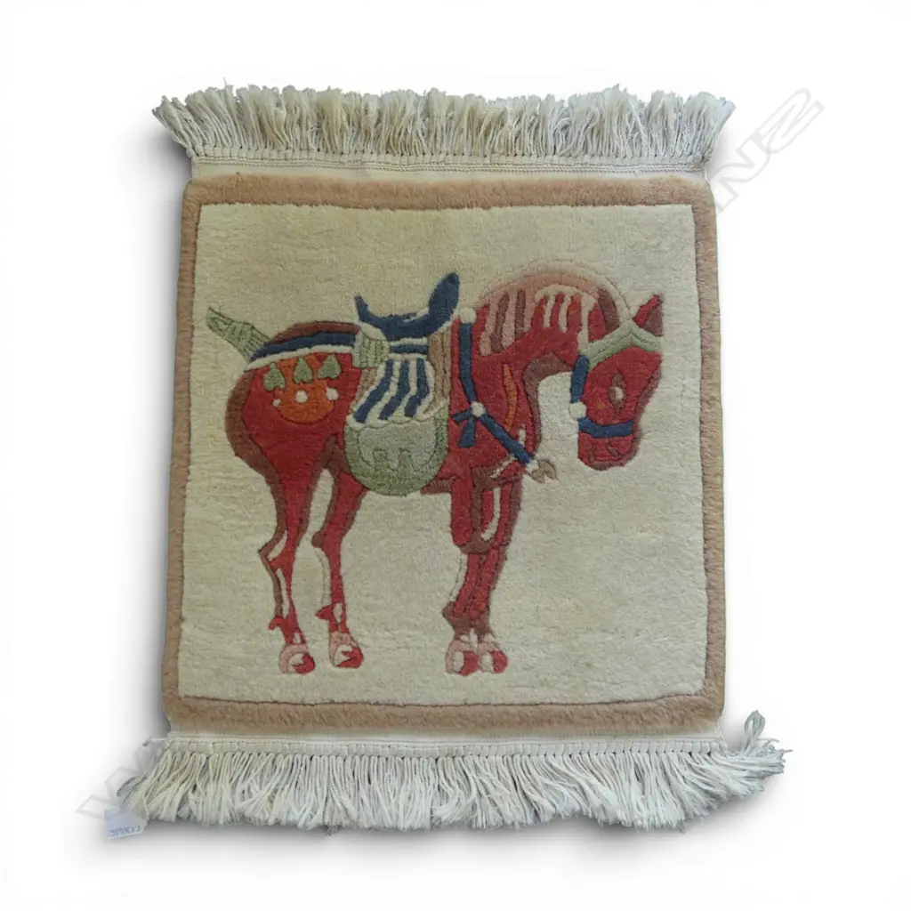 WOOL PILE RUG w. HORSE DESIGN 475x475mm Image 1++