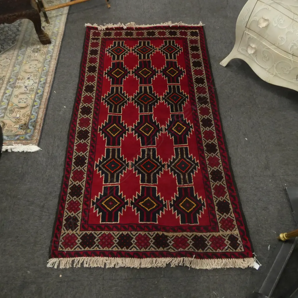 HAND KNOTTED WOOL PILE BALUCHI RUG 1000x1800mm Image 1++