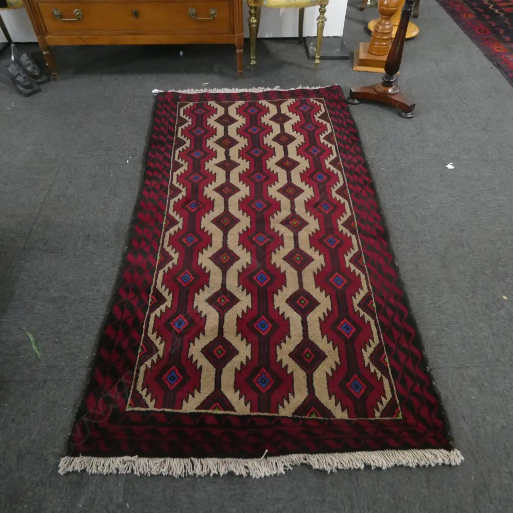 HAND KNOTTED WOOL PILE BALUCHI RUG 950x1900mm Image 1++