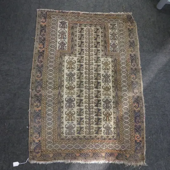 HAND KNOTTED ALL WOOL PRAYER RUG 1150x820mm