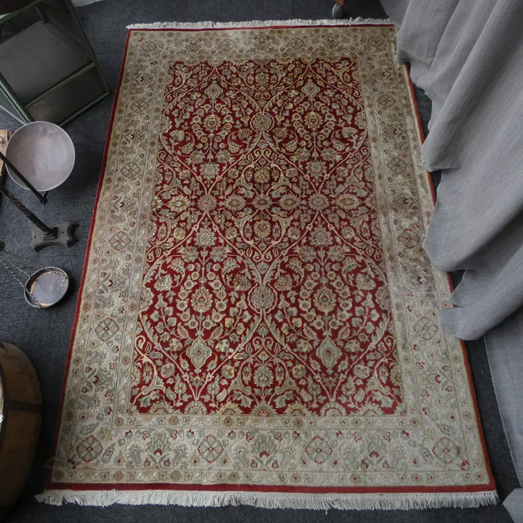HAND KNOTTED WOOL & SILK PILE RUG 1880x1240mm Image 1++