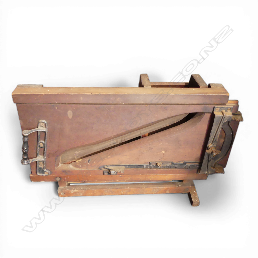 19thC COUNTRY MEAT/FOOD SLICER pull & push slicing back panel. L.520mm. H.340mm. Image 1++