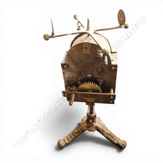 ANTIQUE SPITJACK with clock work mechanism on tripod base