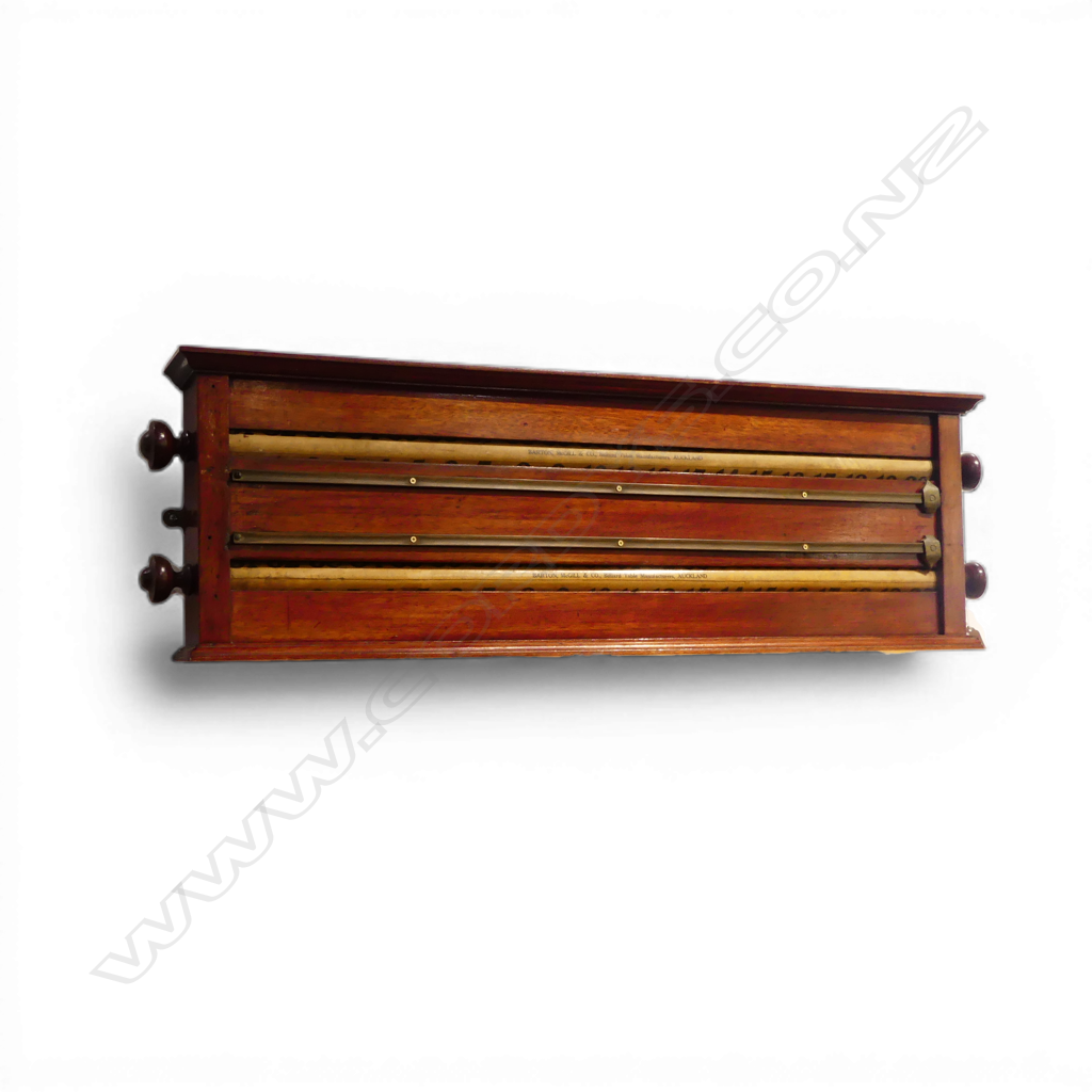 VINTAGE 'BARTON McGILL & Co' BILLIARDS SCORE BOARD wood & brass W.925mm Image 1++