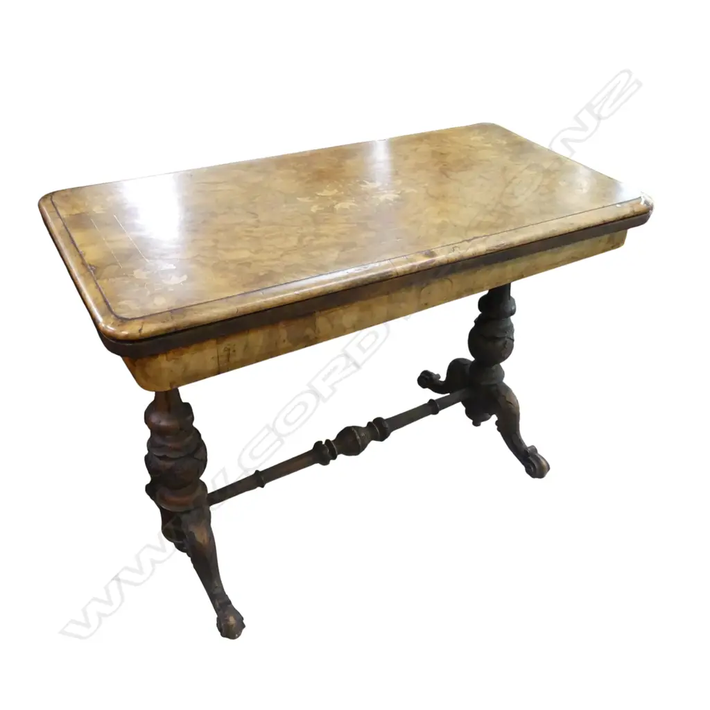 VICTORIAN INLAID CARD TABLE W.960mm Image 1++