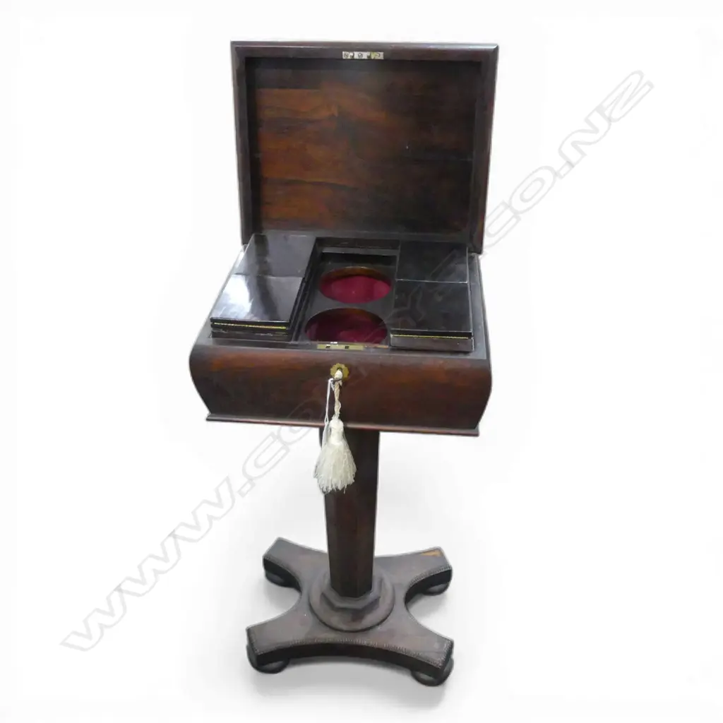 ANTIQUE MAHOGANY TEAPOY H.810mm, FAULTS Image 1++