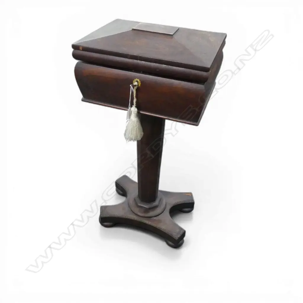 ANTIQUE MAHOGANY TEAPOY H.810mm, FAULTS Image 1++