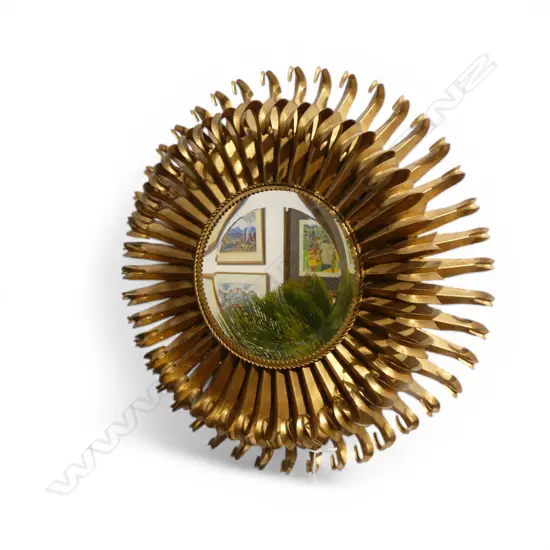 MODERN GOLD METAL MIRROR 490mm dia tiny chips to glass