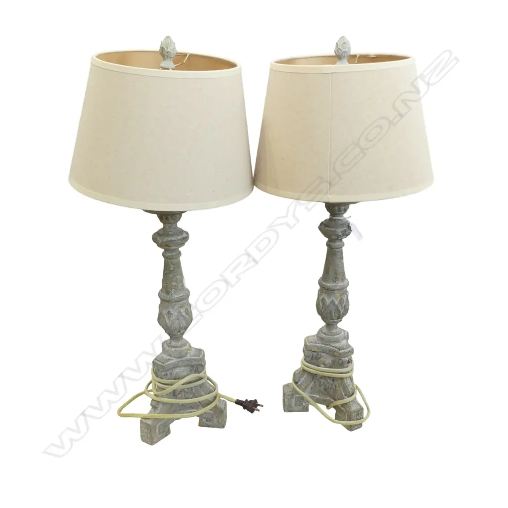 PR AIDEN GRAY ANTIQUE STYLE TABLE LAMPS H.700mm  american plugs Image 1++