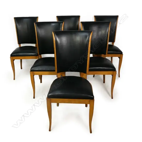 A stylish set of six French 1930's Art Deco dining chairs,