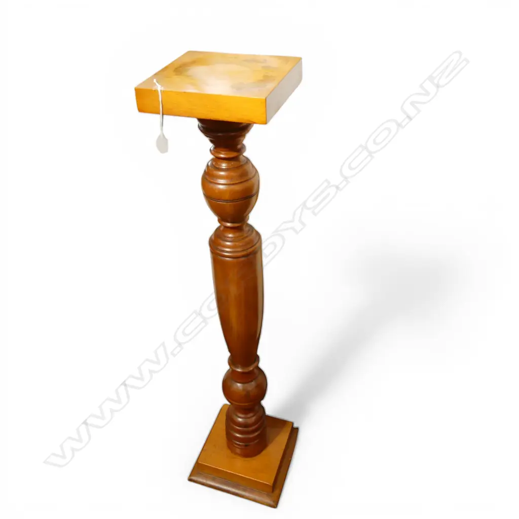 COLONIAL KAURI TURNED COLUMN PEDESTAL. IN GOOD POLISH. H.1145mm Image 1++