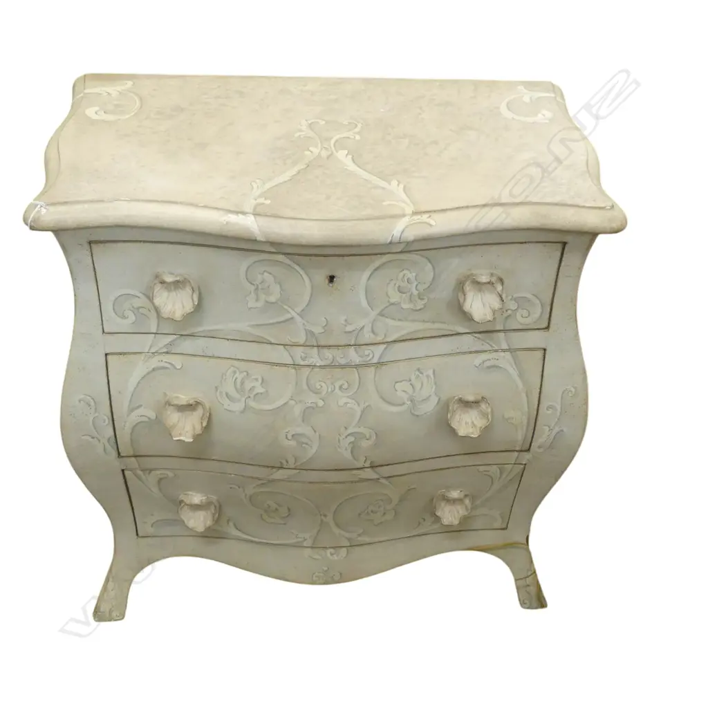 BOMBE COMMODE w. SHELL HANDLES (MINOR DAMAGE TO ONE) 700x420x710mm Image 1++