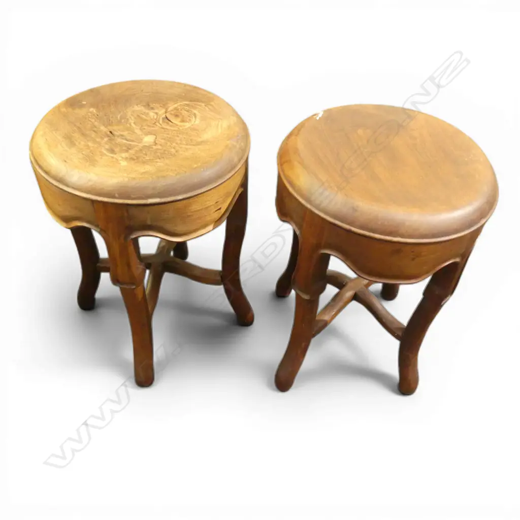 PR ORIENTAL HARWOOD STOOLS / SIDE TABLES H.455mm, 335mm dia Image 1++