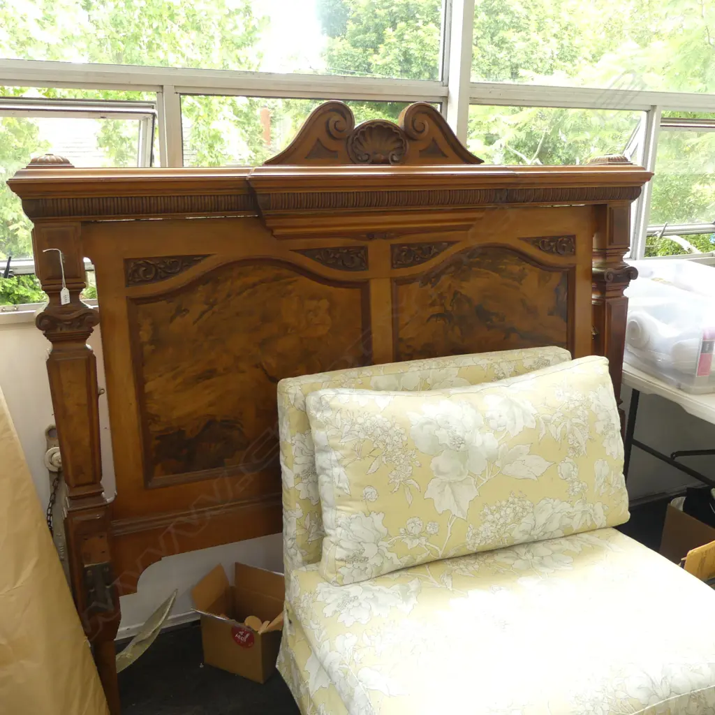 EARLY 20thC WOODEN BED HEAD W.1770mm H.1330mm Image 1++