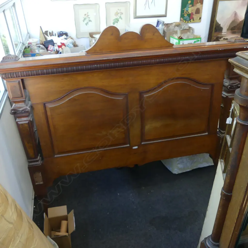 EARLY 20thC WOODEN BED HEAD W.1770mm H.1330mm Image 1++