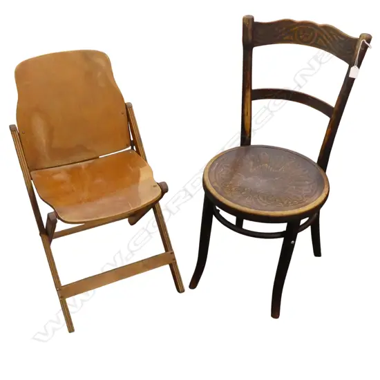 2 CHAIRS; BENTWOOD & FOLDING STORKLINE