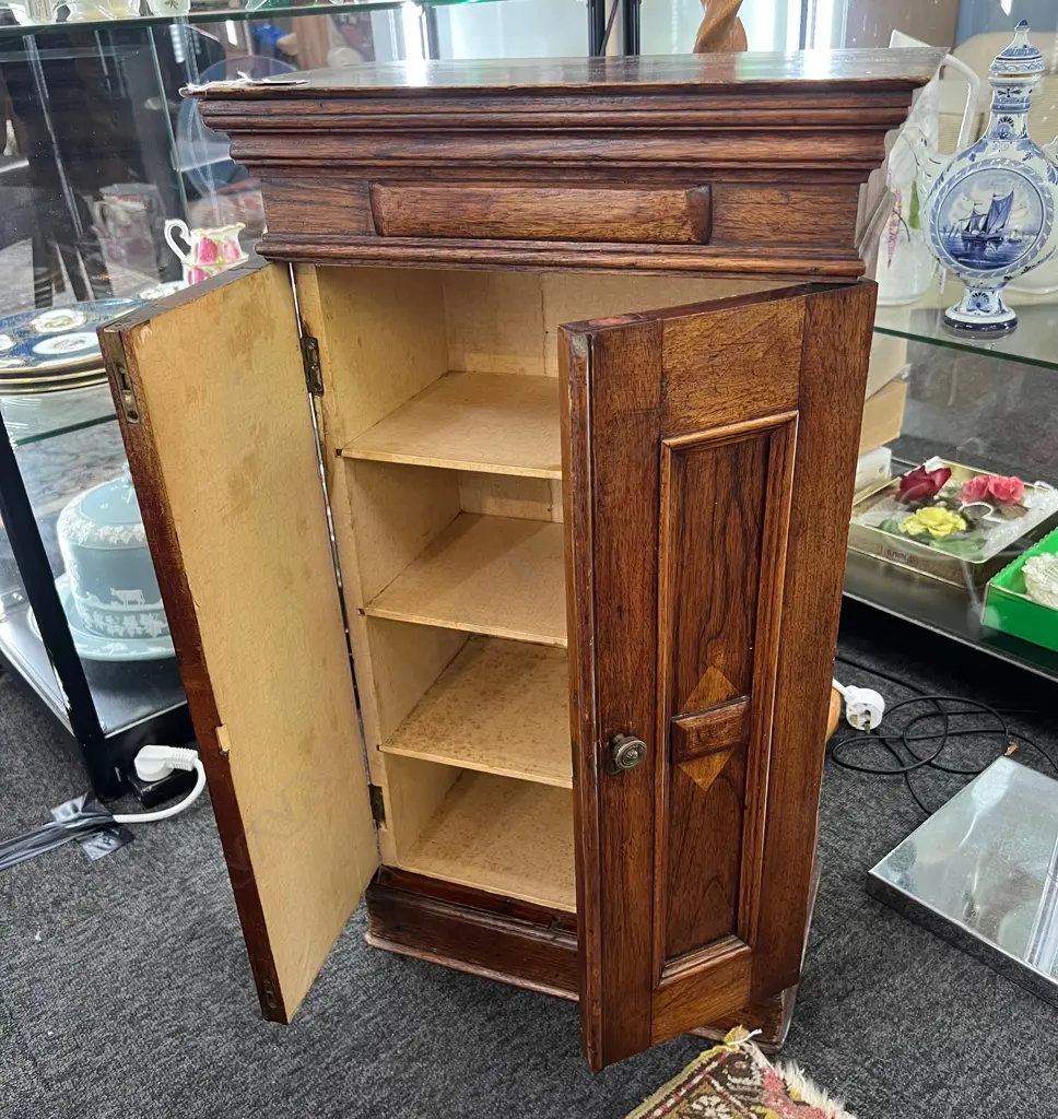 Late Victorian mahogany apprentice type SMALL 2 DOOR OAK CABINET H710 W430MM Image 1++