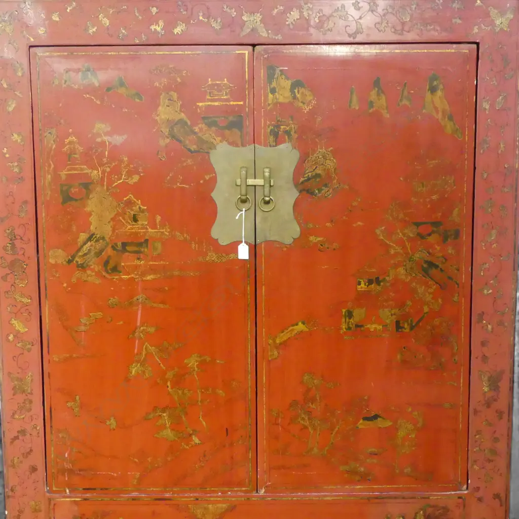 ORIENTAL RED LACQUER CABINET 1205x560x1780mm Image 1++