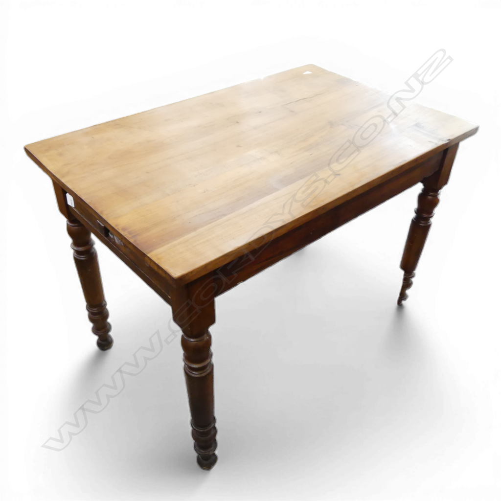 ANTIQUE FRENCH WALNUT TURNED LEG KITCHEN TABLE 1 DRAWER H720 L1040MM Image 1++