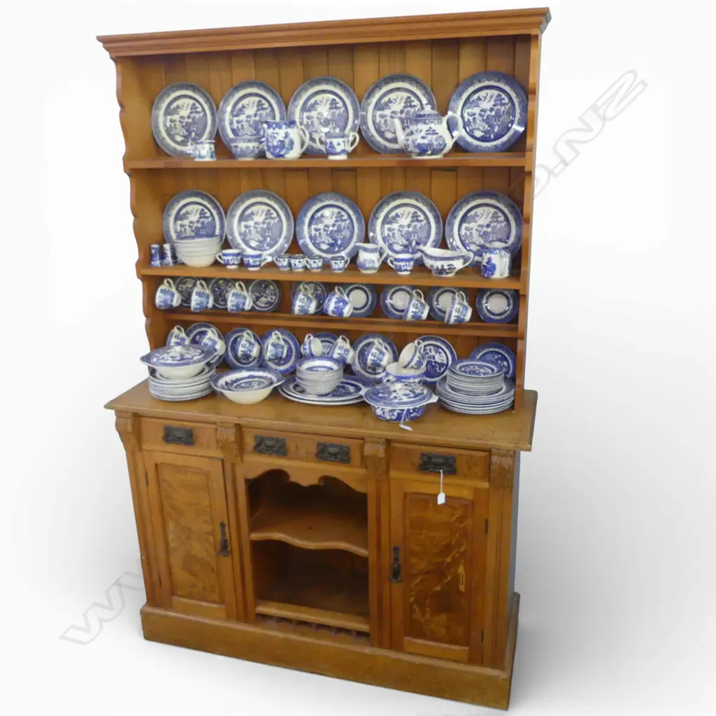 COLONIAL KAURI SIDEBOARD w. LATER KITCHEN DRESSER TOP 1410x440x2135mm Image 1++