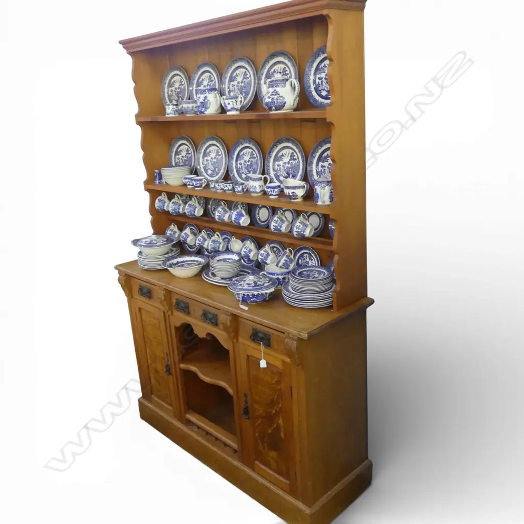 COLONIAL KAURI SIDEBOARD w. LATER KITCHEN DRESSER TOP 1410x440x2135mm Image 1++