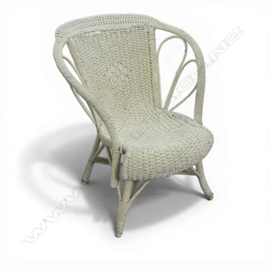 WHITE PAINTED CANE PATIO CHAIR