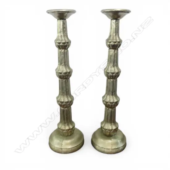 PR OF SILVER METAL CANDLE STICKS, H.600mm
