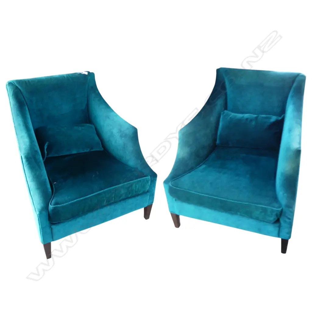 PR TEAL VELVET ARMCHAIRS EX NOBILIS PARIS (WARWICK NON FADE VELVET) Image 1++