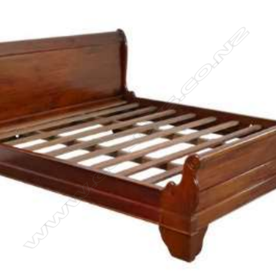 SUPER KING MAHOGANY SLEIGH BED w. SWISSTECH 'SELECT 7' MATTRESS & 2000gsm MATTRESS TOPPER - ALL BARELY USED