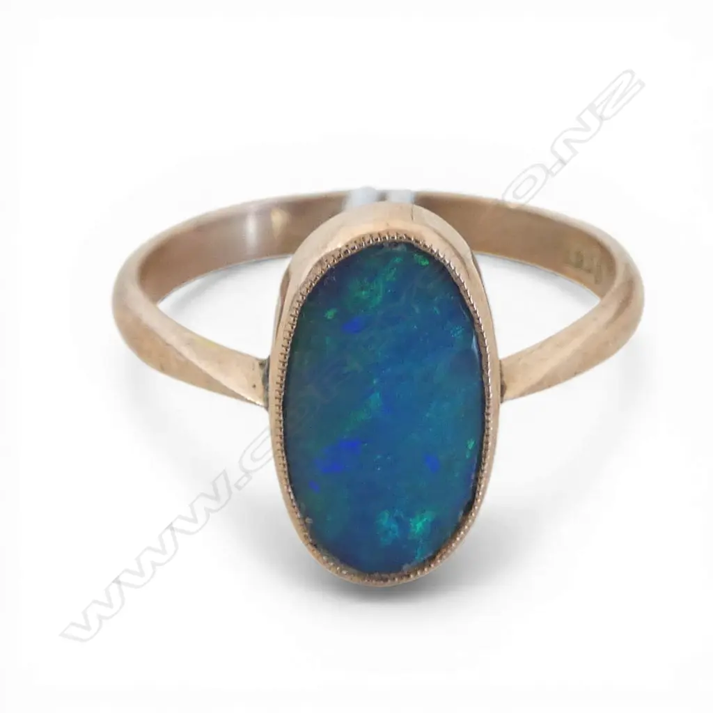 9CT ROSE GOLD OPAL DOUBLET RING 2gms SIZE O Image 1++