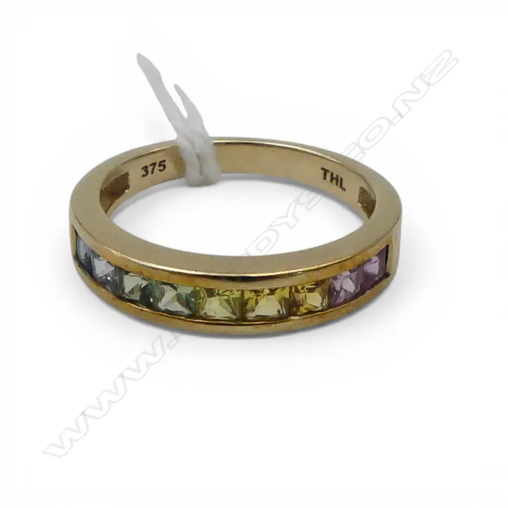 9CT MULTI COLOURED SAPPHIRE DRESS RING, 2.4gms SIZE L Image 1++