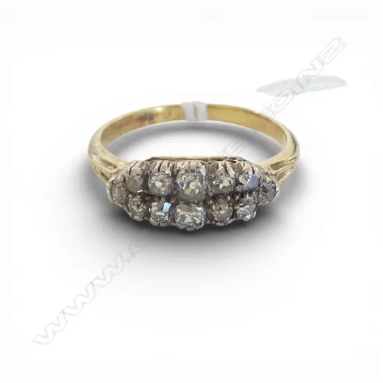 15CT YG 12 OLD MINE CUT DIAMOND RING, 3.1gms SIZE R