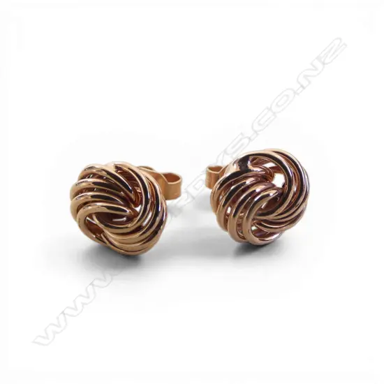 PR 9ct ROSE GOLD KNOT EAR STUDS, 1.2gm