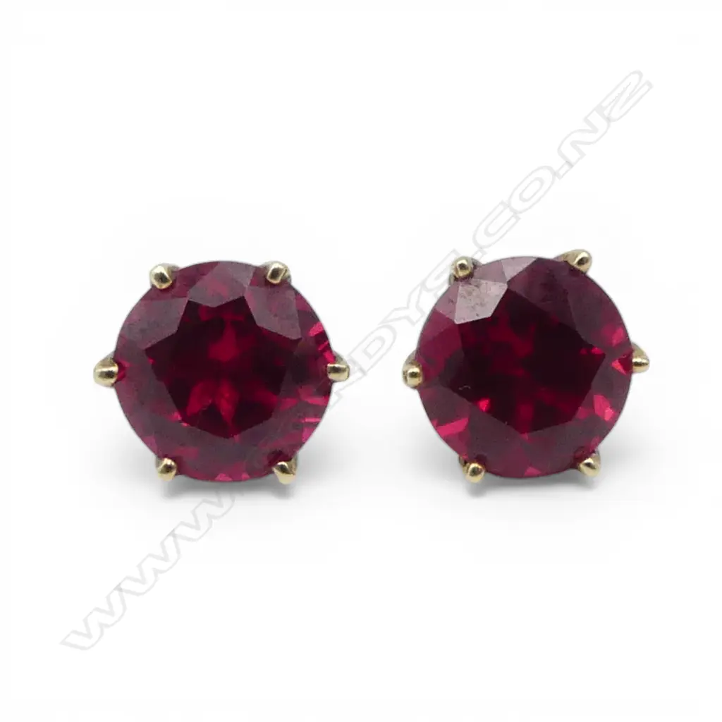 PR 9CT LAB GROWN RUBY EARRINGS, 2.6gms Image 1++