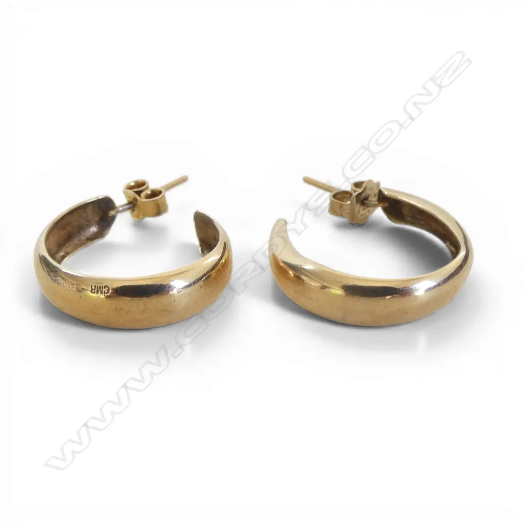 PR 9ct GOLD HOOP EARRINGS  slightly out of shape 2.75gms Image 1++