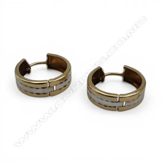 PR 9CT HOOP EARRINGS, 15mm dia 2gms