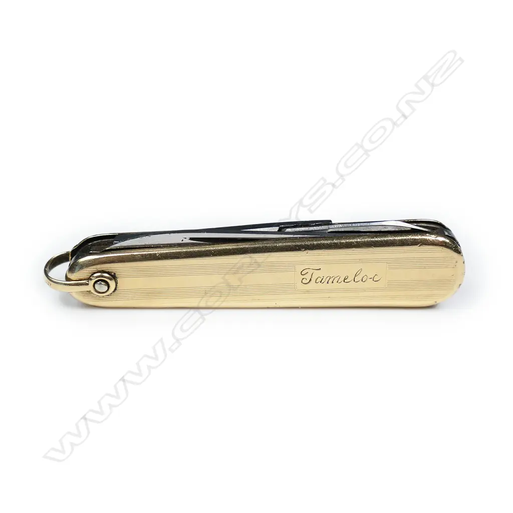 A 14ct yellow gold and steel pocket knife, Image 1++