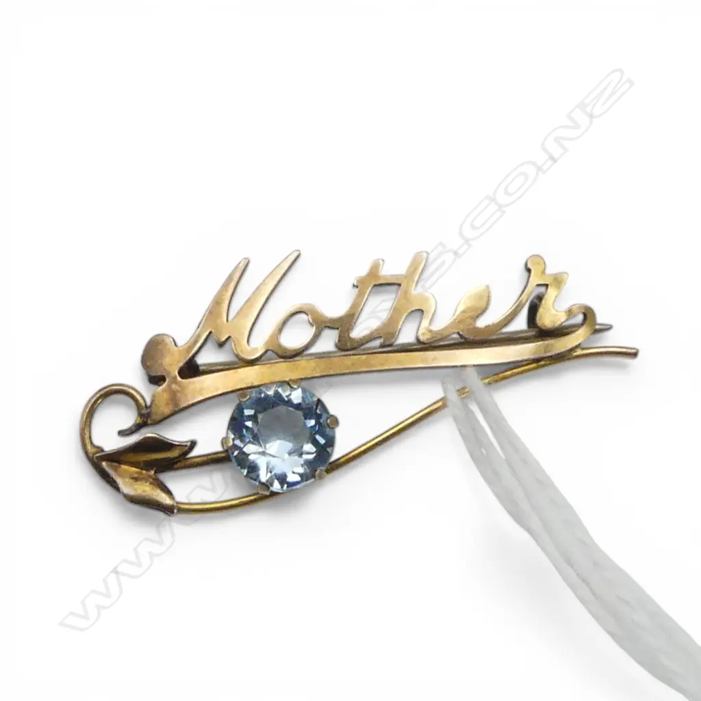 9CT SILVER LINED 'MOTHER' BROOCH W.40mm Image 1++