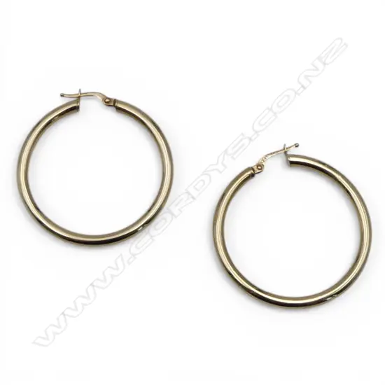 PR 9CT ITALIAN HOOP EARRINGS 37mm dia, 2.5gms