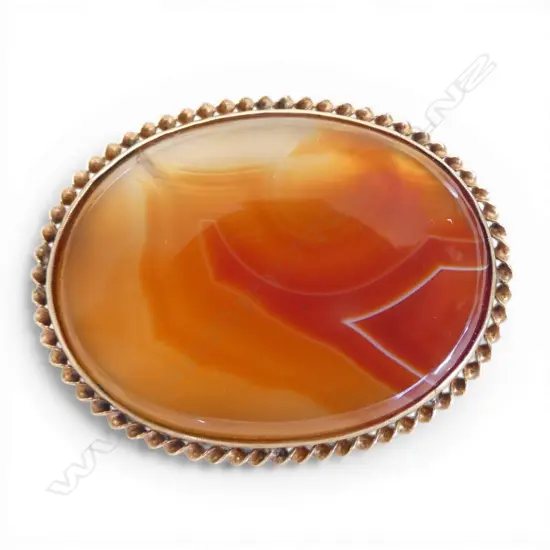 9ct LRG VICTORIAN GOLD FRAMED AGATE BROOCH, 24gm