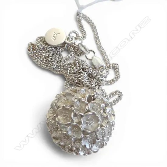 KAREN WALKER SILVER BALL PENDANT on SILVER CHAIN, 18gm